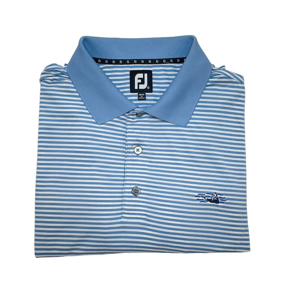 Miacomet Golf Polo Shirt Men Size XL Blue Striped FootJoy Nantucket Country Club - Picture 1 of 11